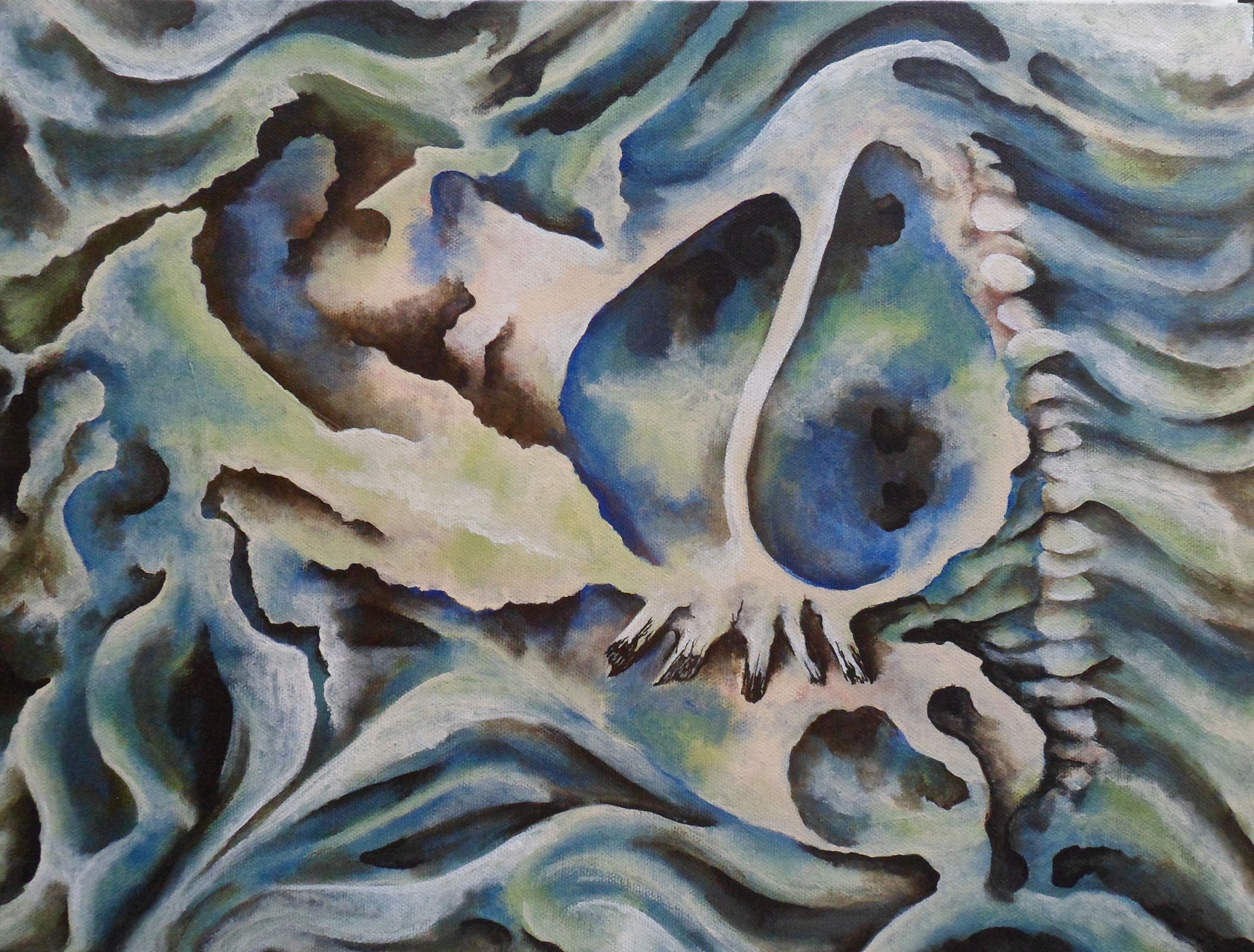 abstract surreal acrylic painting from the bonebred series