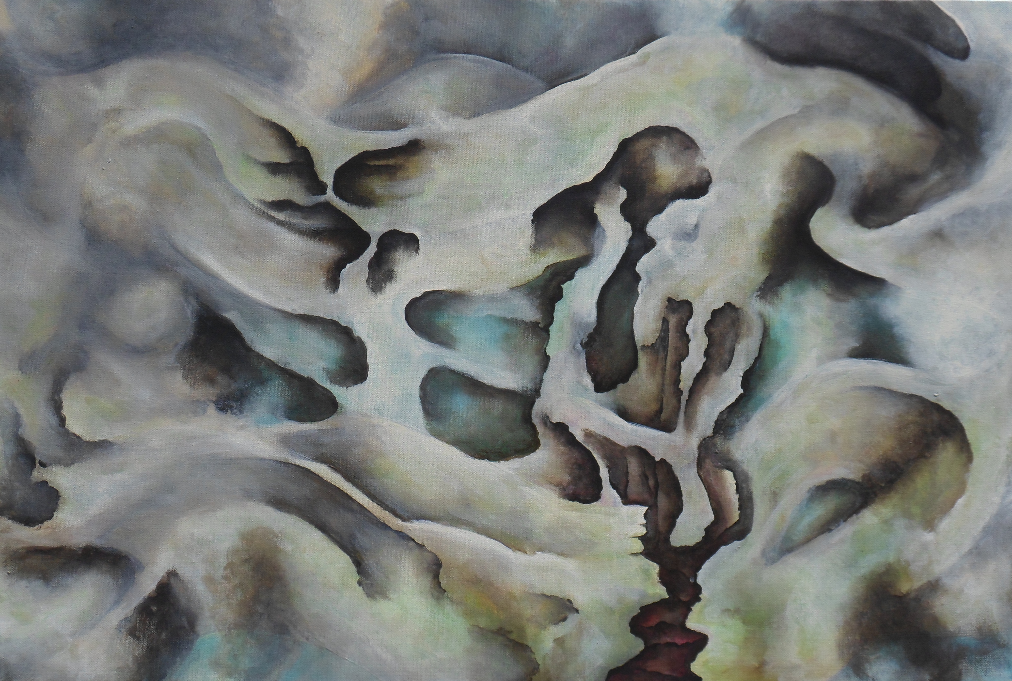 abstract surreal acrylic painting from my bonebred series