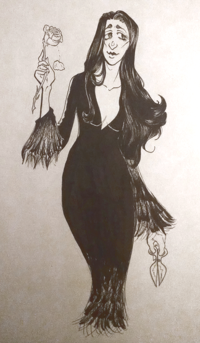 inktober2018 fanart drawing of morticia addams