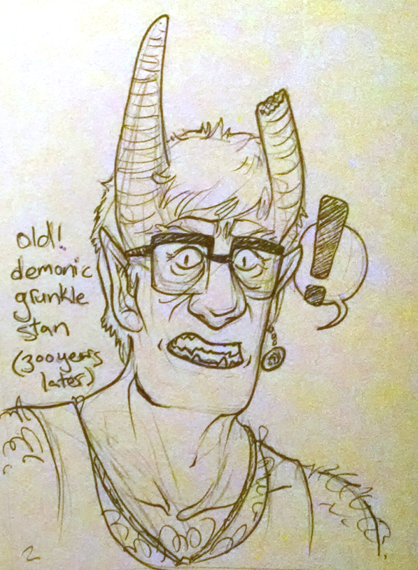 fanart of tiefling au grunkle stan for ko-fi reward