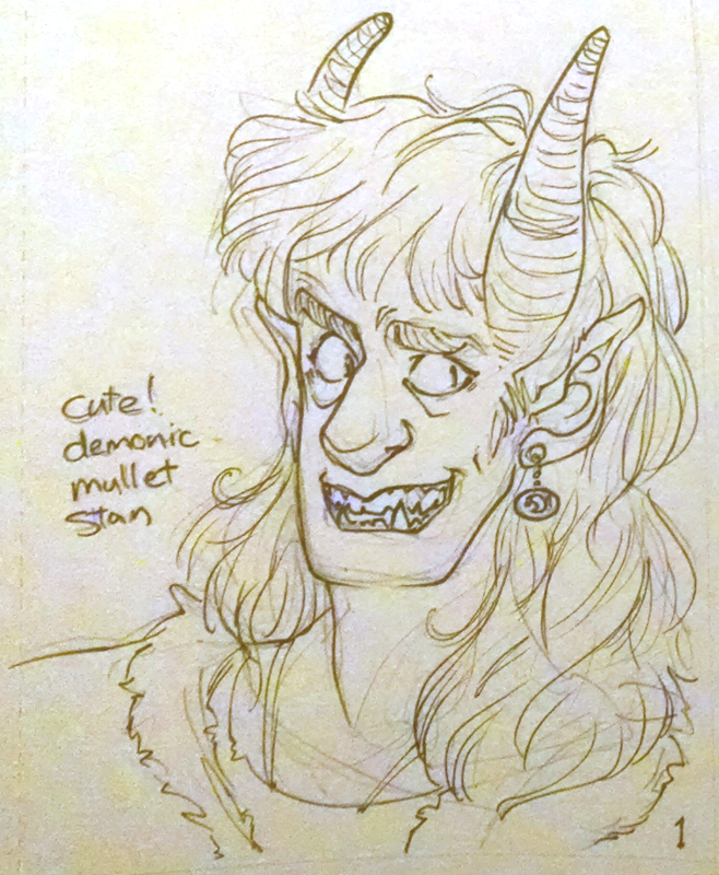 fanart of tiefling au grunkle stan mullet man for ko-fi reward